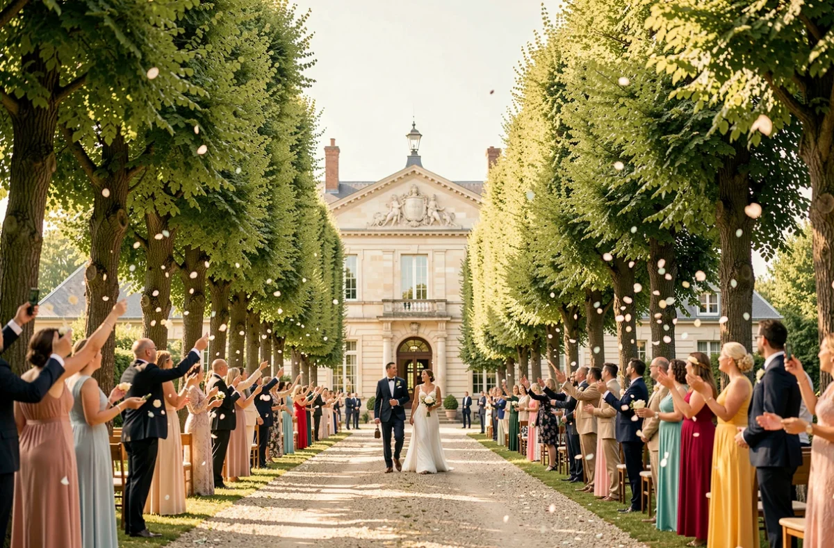 Château de Morey en Meurthe-et-Moselle avec son allée de tilleuls et sa façade classique pour une réception de mariage