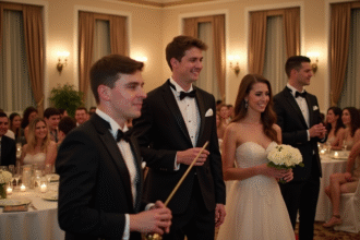 Musiciens en costume lors d'un mariage en intérieur