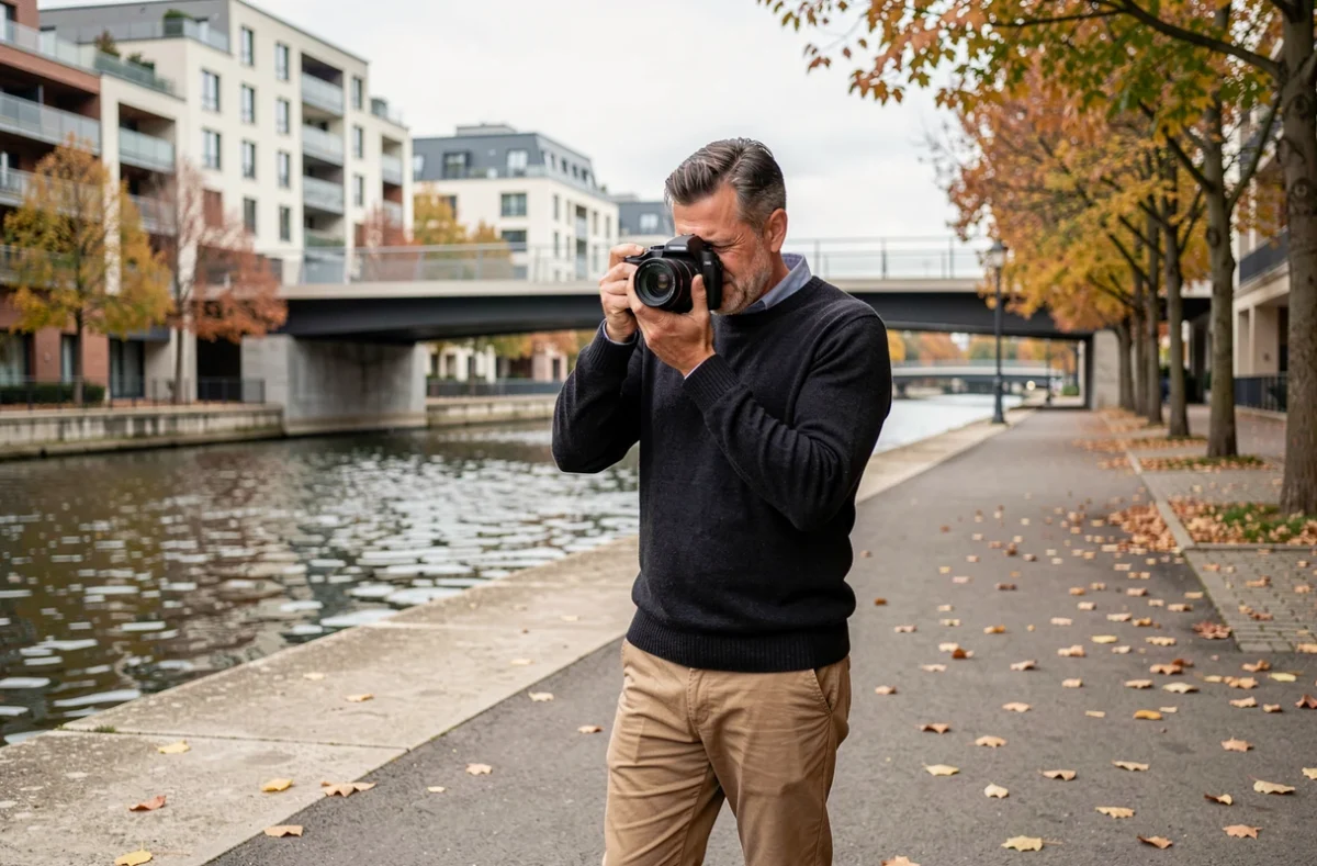 Photographe en extérieur au bord de la Seine à Boulogne-Billancourt capturant des paysages urbains