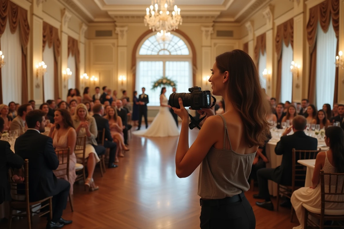 Photographe mariage dans un grand salon historique
