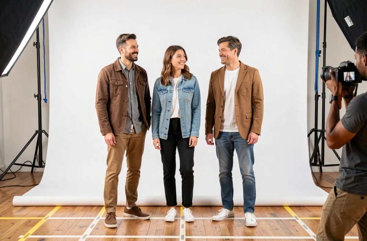 Séance photo de groupe dans un studio professionnel à Boulogne-Billancourt avec photographe